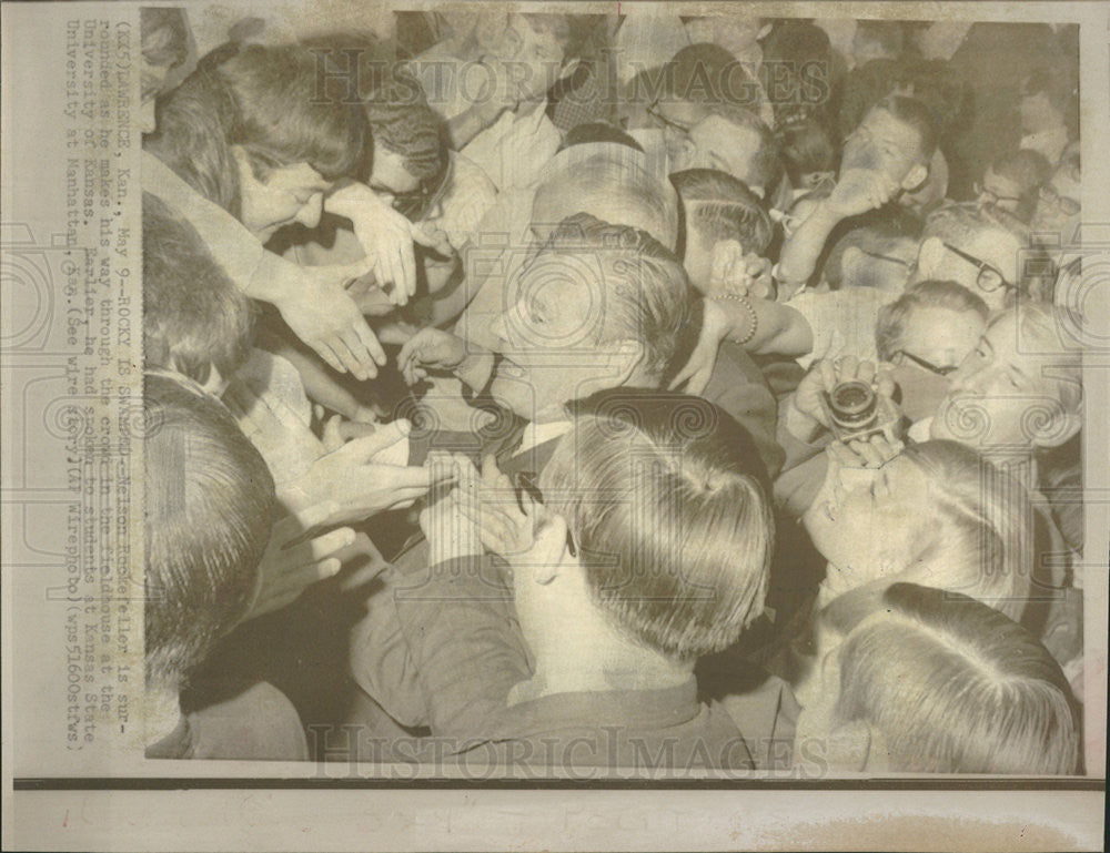 1968 Press Photo Nelson Rockefeller New York Governor Speaking Kansas University - Historic Images