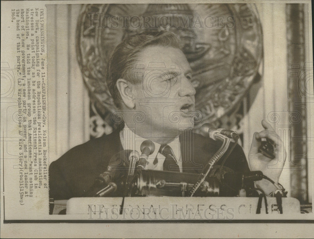 1968 Press Photo Gov. Rockerfeller addresses National Press Club. - Historic Images