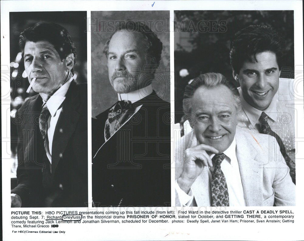 1991 Press Photo Fred Ward, Richard Dreyfuss, Jack Lemmon, &amp; Jonathan Silverman - Historic Images