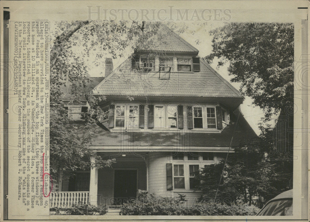 1971 Press Photo Daniel Elisberg&#39;s home - Historic Images