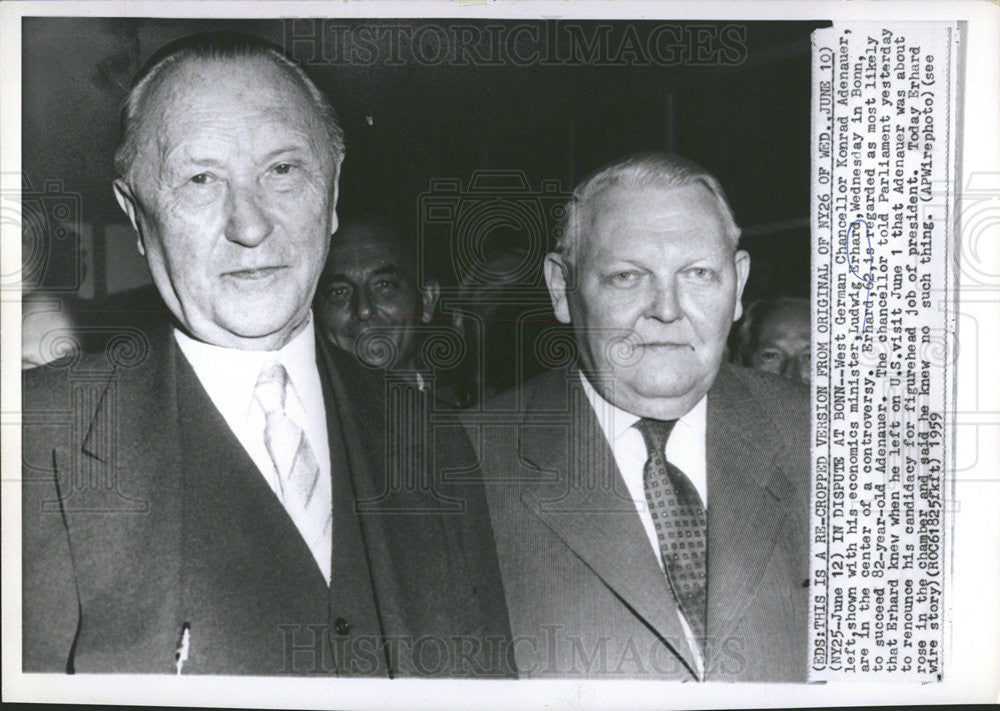 1959 Press Photo West German Politician Minister Ludwig Erhard - Historic Images