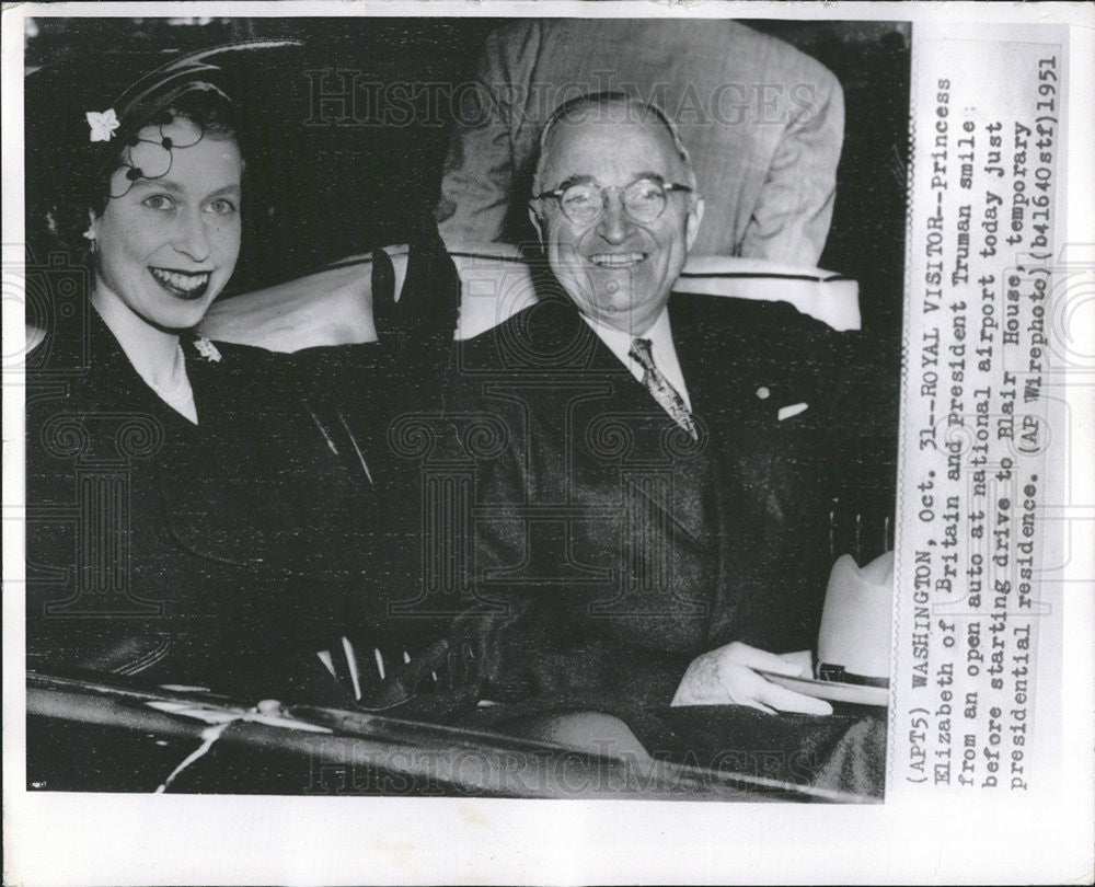 1951 Press Photo princess Elizabeth of Britain and President Truman Smile - Historic Images