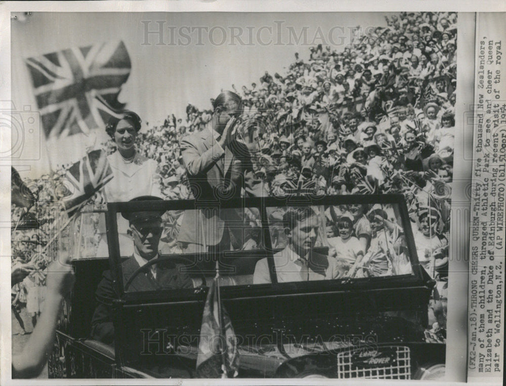 1954 Press Photo Queen Elizabeth II Prince Philip New Zealand Commonwealth Tour - Historic Images