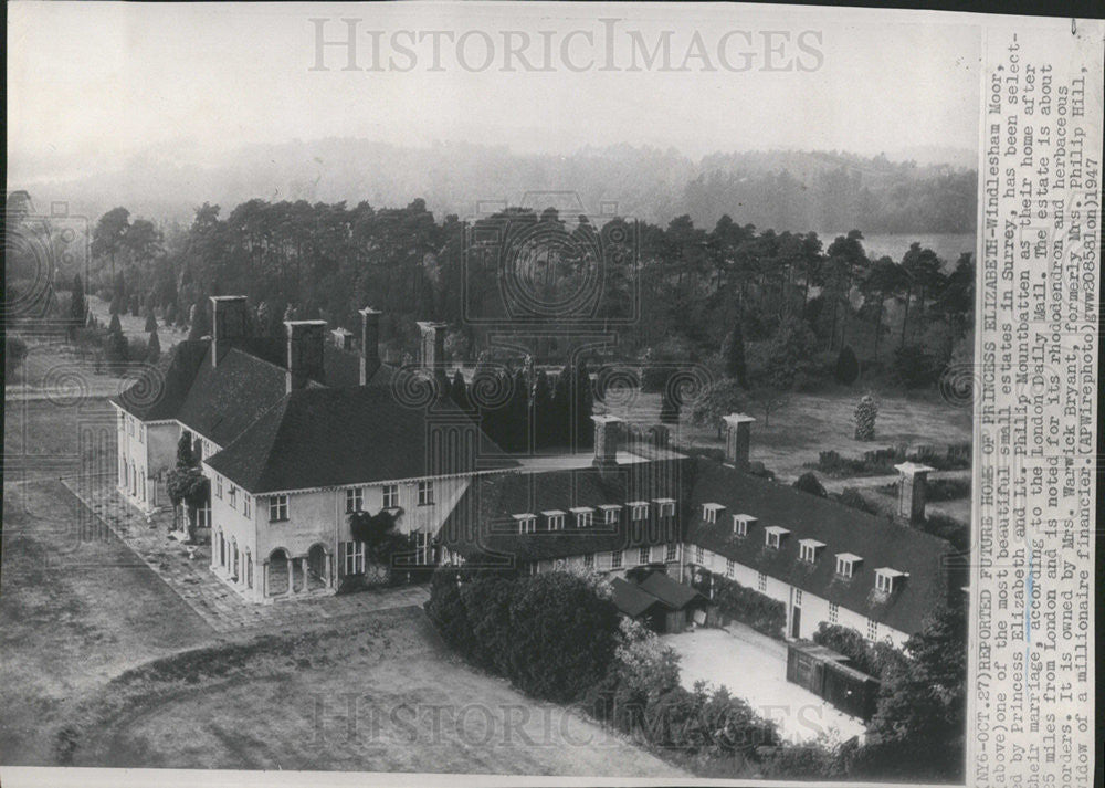 1947 Press Photo Princess Elizabeth and Lt. Philip Mountbatten Home in Surrey - Historic Images