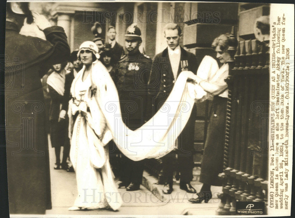 1936 Press Photo Lady Elizabeth Bowes Lyons England Queen Duke York - Historic Images