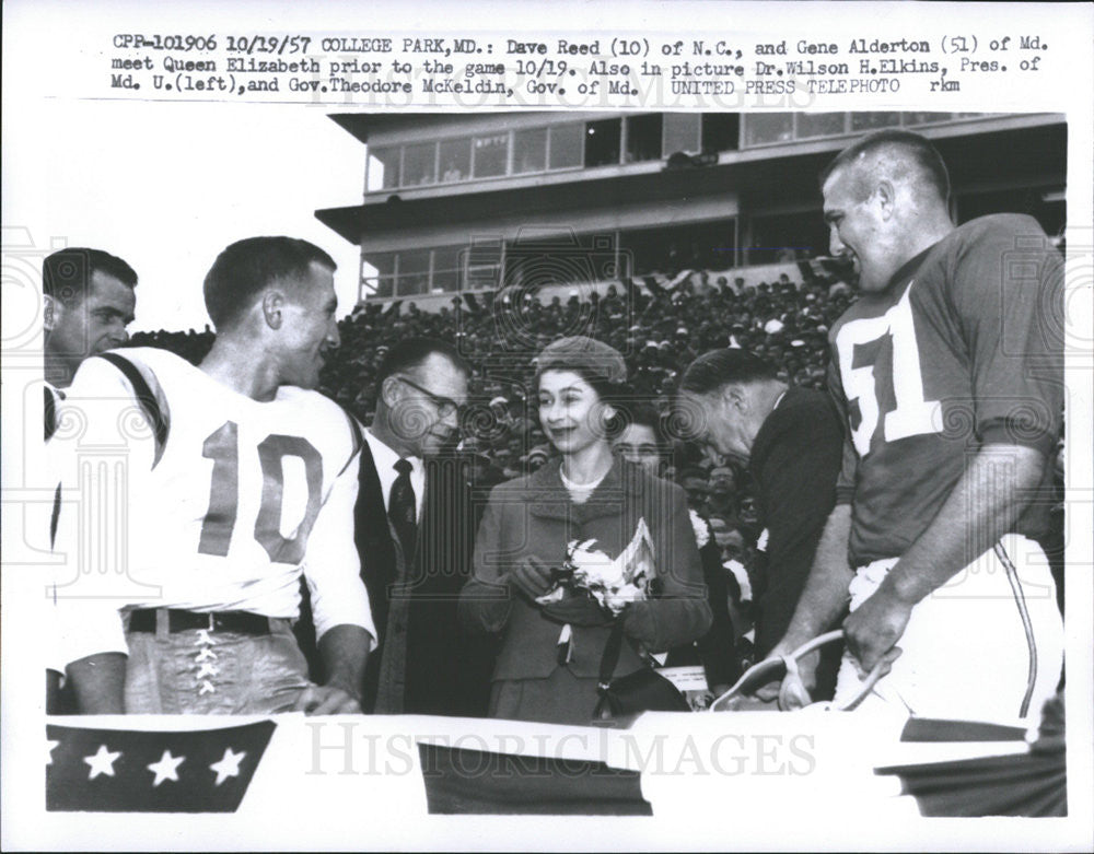 1957 Press Photo Dave Reed North Carolina Gene Alderton Maryland Queen Elizabeth - Historic Images