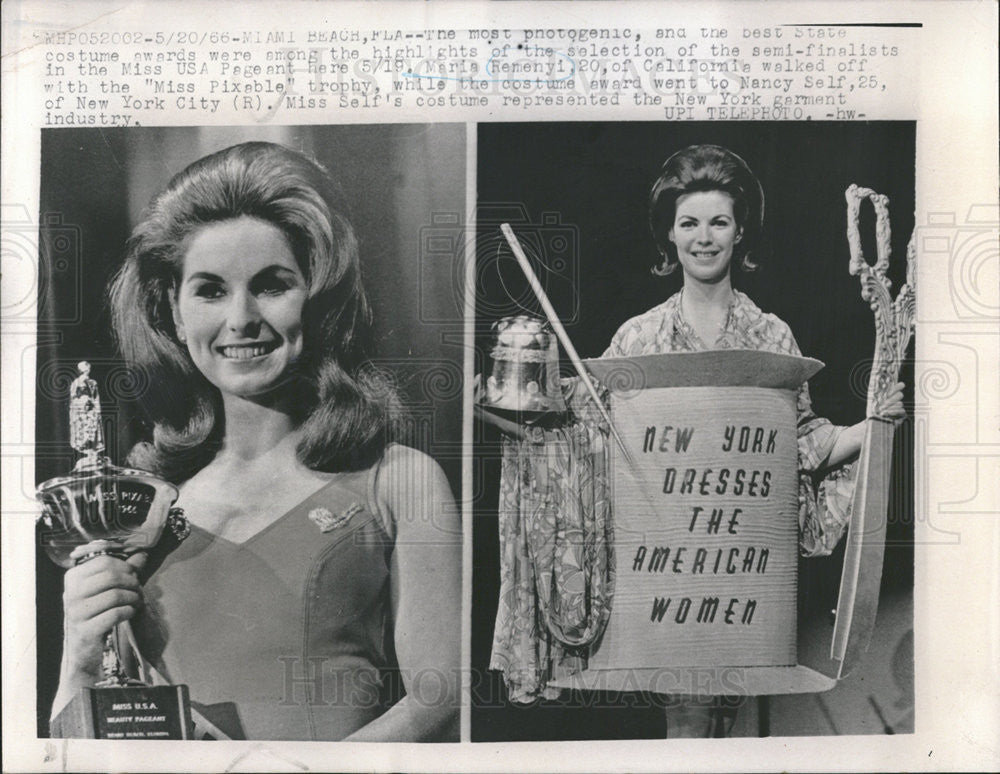 1966 Press Photo The Most Photogenic Maria Renyi &amp; Best State Costume Nancy Self - Historic Images