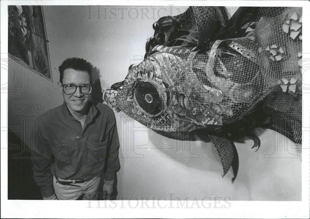 1989 Press Photo Ken Reker American Artist Sculptor - Historic Images