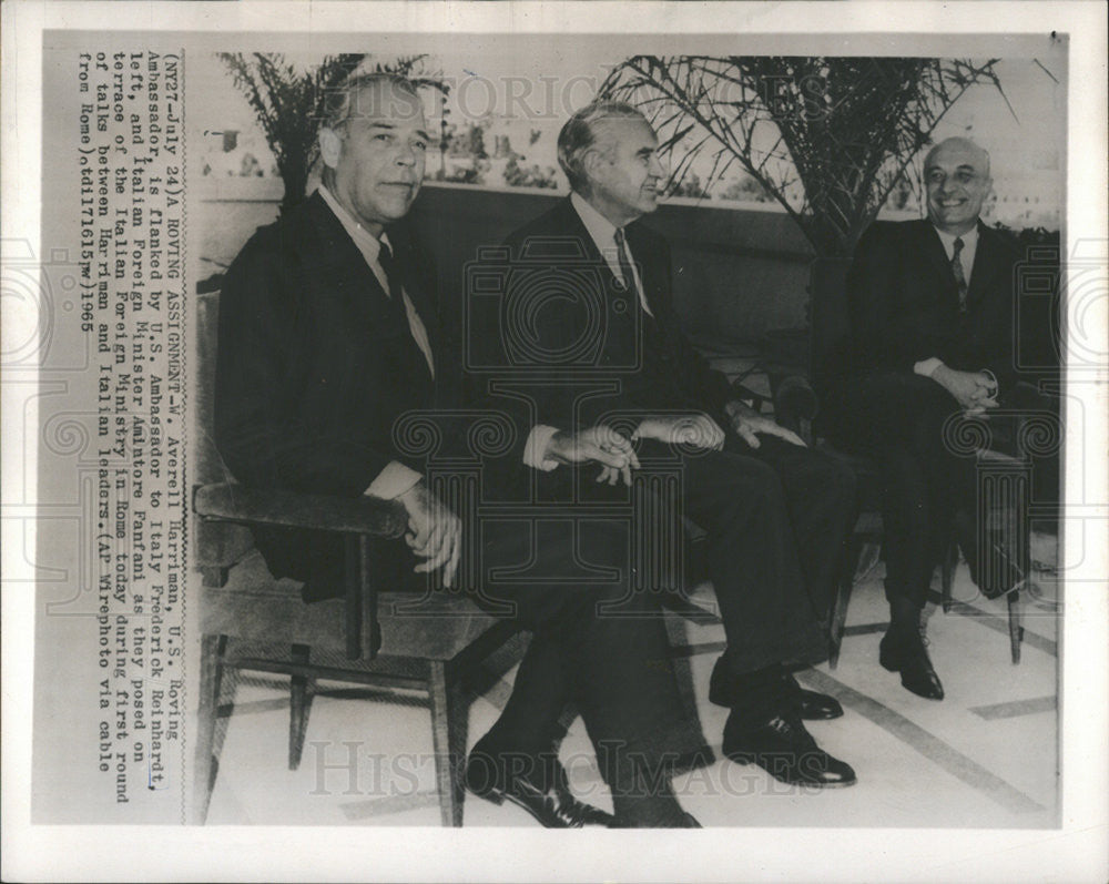 1965 Press Photo W. Averell Harriman,  US Roving Ambassador &amp; Amintore Fanfani - Historic Images