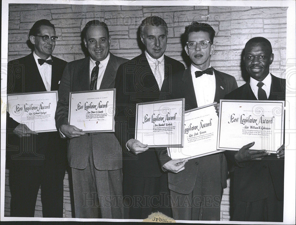 1955 Press Photo Rep William Robinson &amp; Others Awarded Best Legislators - Historic Images