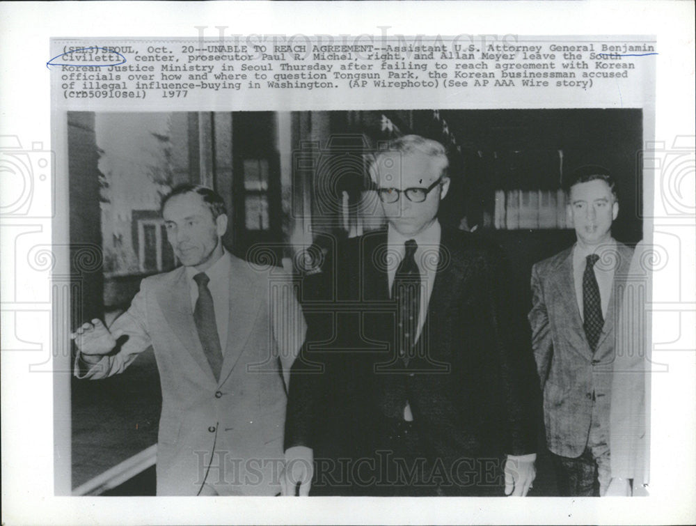 1977 Press Photo Benjamin Civiletti US Attorney General South Korean Justice - Historic Images