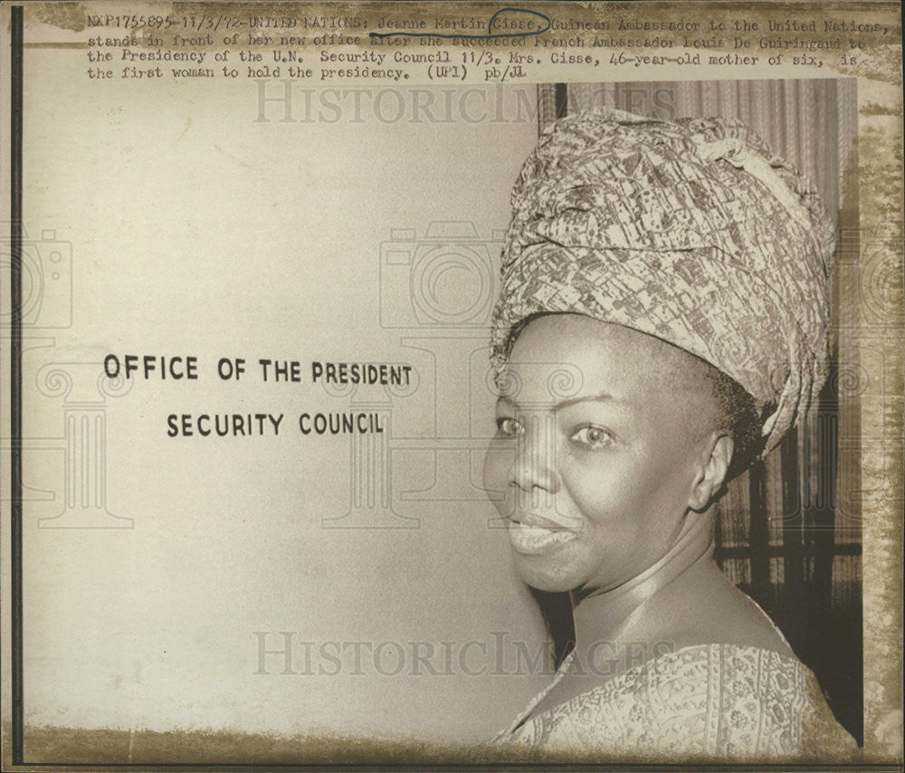 1972 Press Photo Cisse Stands Infront Of Office After Succeed Ambassador To UN - Historic Images