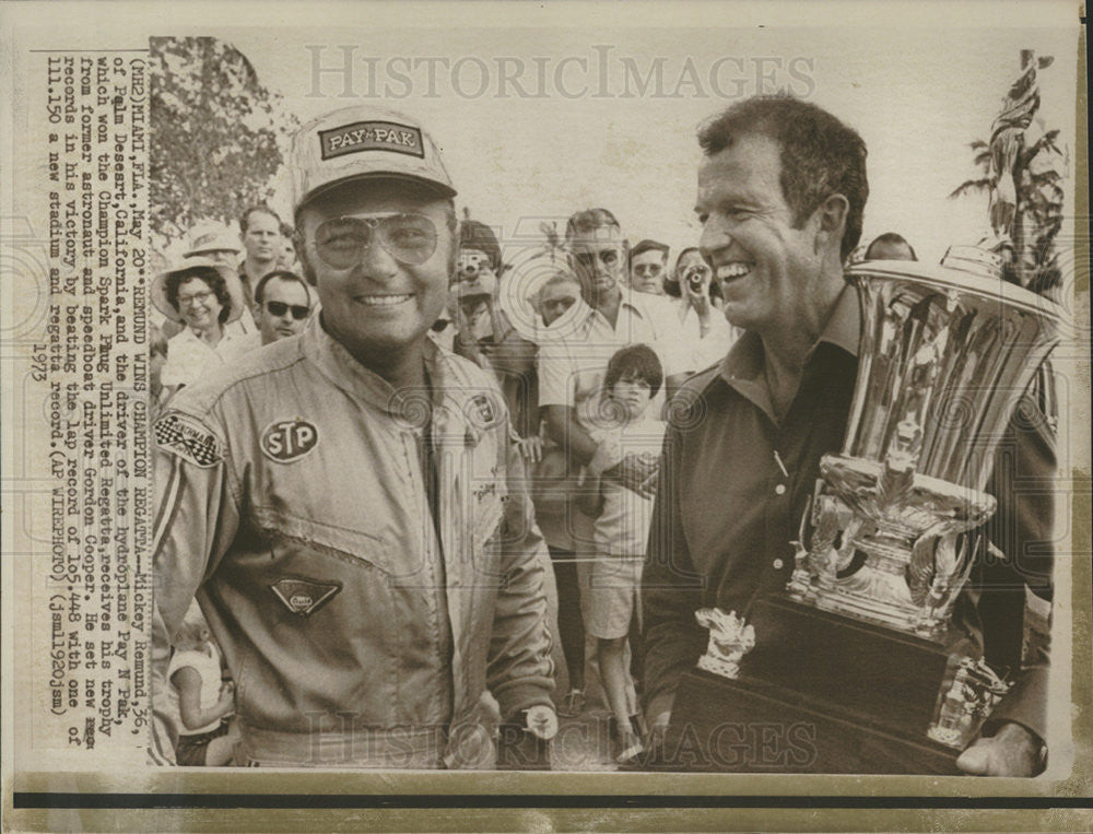 1973 Press Photo Mickey Remund American Hydroplane Boat Racing Driver - Historic Images