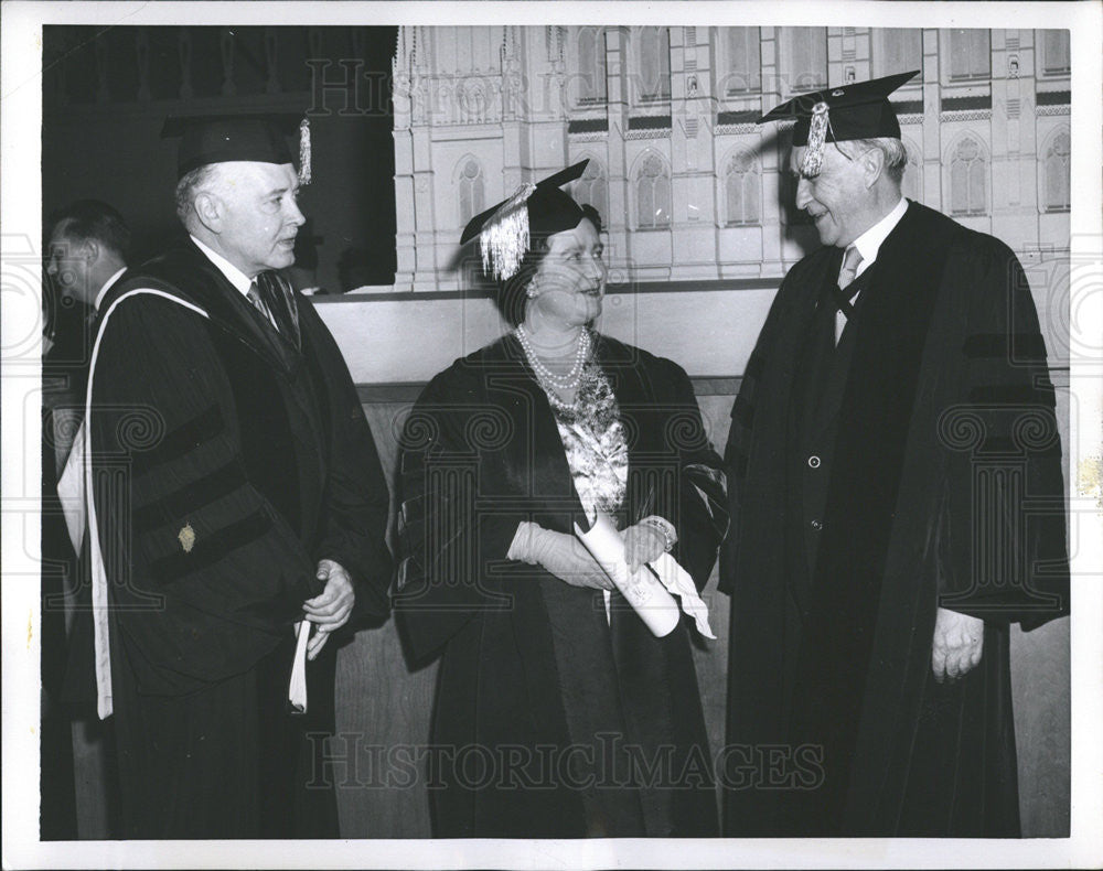 1954 Press Photo Queen Mother Elizabeth West German Chancellor Konrad Adenauer - Historic Images