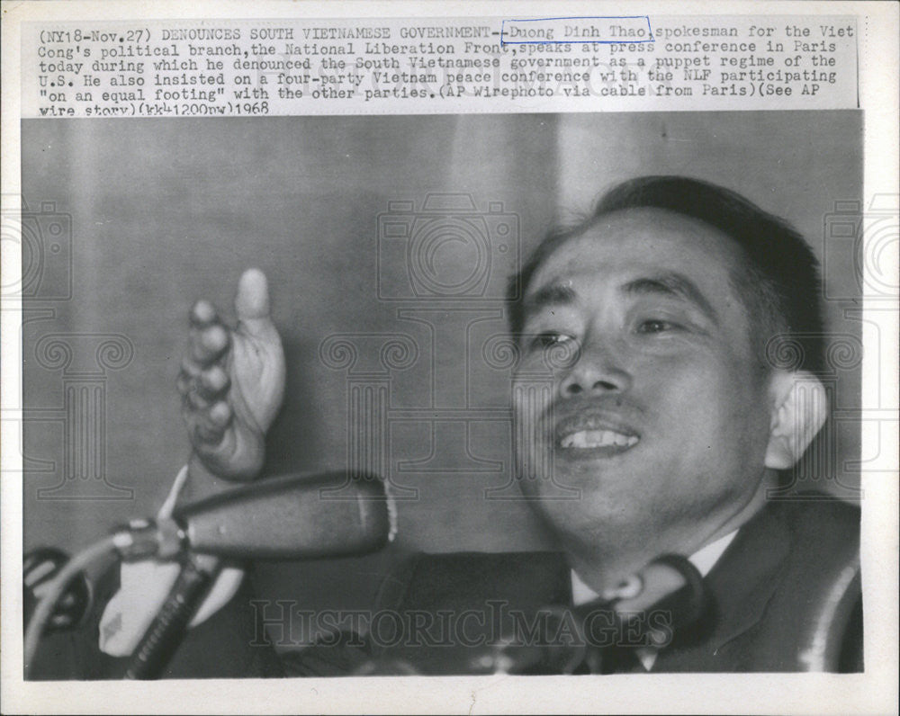 1968 Press Photo Duong Dinh Thao Viet Congress political branch spokesman Press - Historic Images