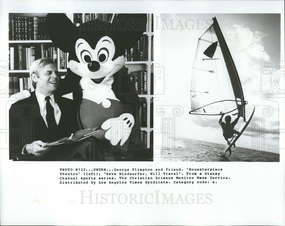 1980 Press Photo George Plimpton &amp; Mickey Mouse Appear On Mousterpiece Theater - Historic Images