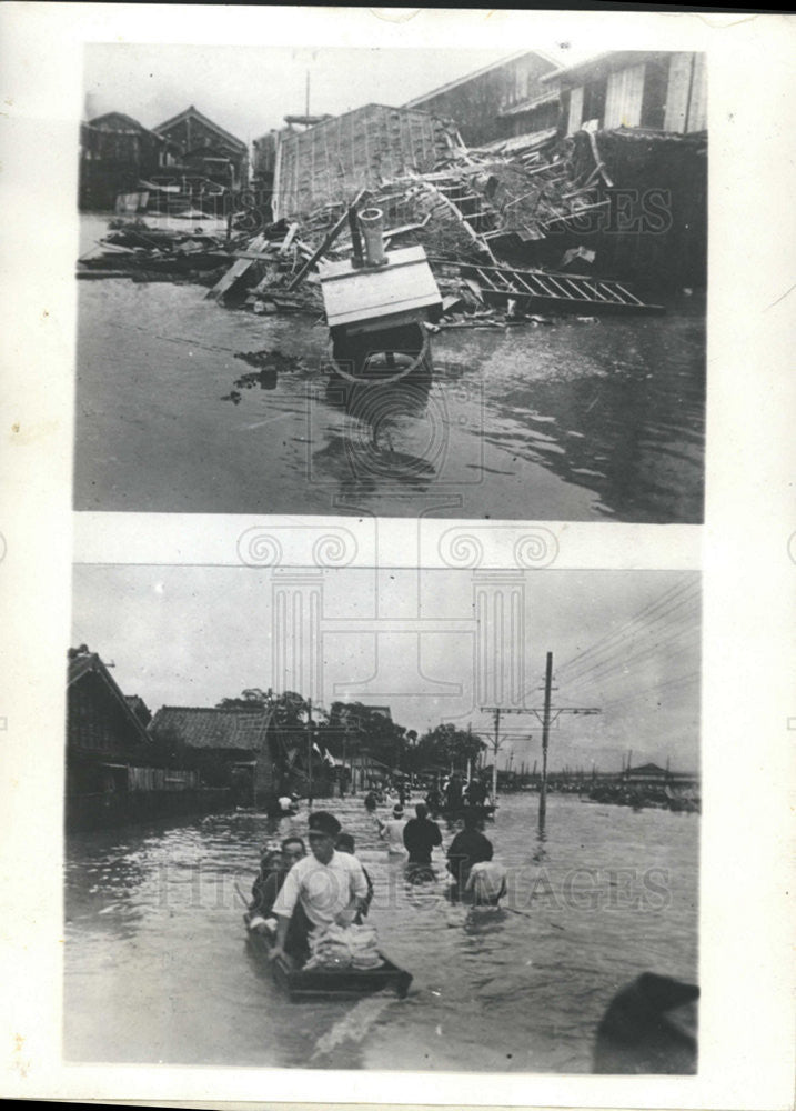 1927 Press Photo Japan Tidal Wave Nagasaki Flood Areas - Historic Images