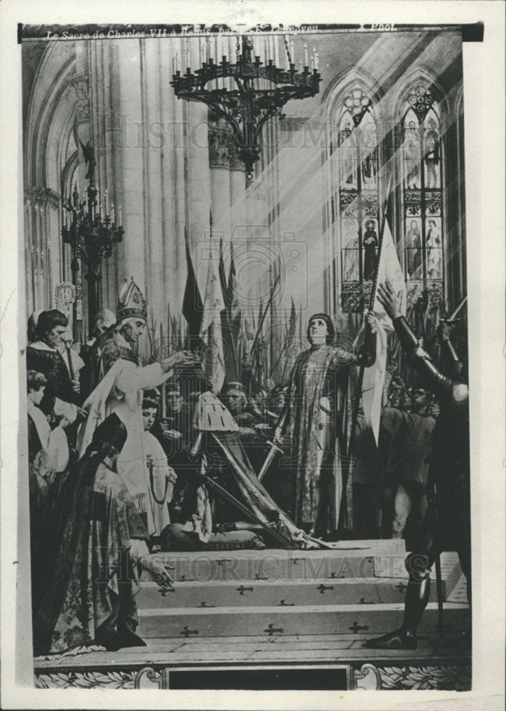 1923 Press Photo CORONATION CHARLES VII RHEIMS CATHEDRAL - Historic Images