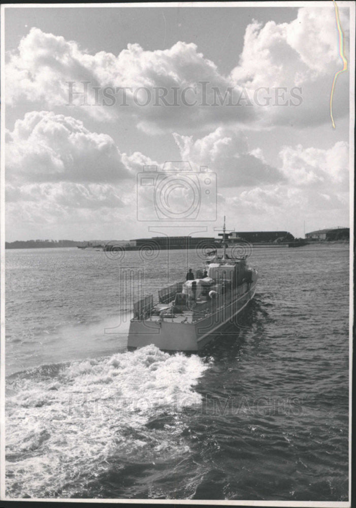 1957 Press Photo German Navy boat - Historic Images