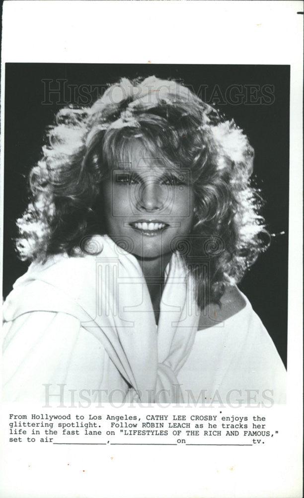 1991 Press Photo Cathy Lee Crosby Actress Robin Leach Lifestyles Rich Famous - Historic Images