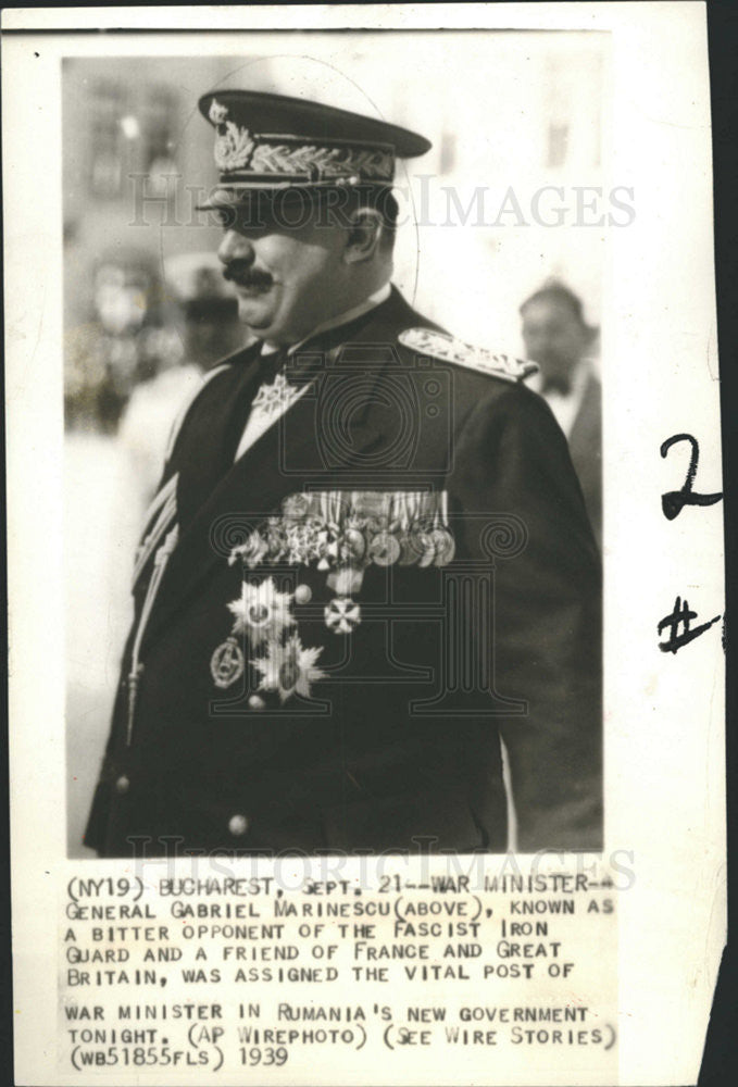 1939 Press Photo General Gabriel Mrinescue - Historic Images