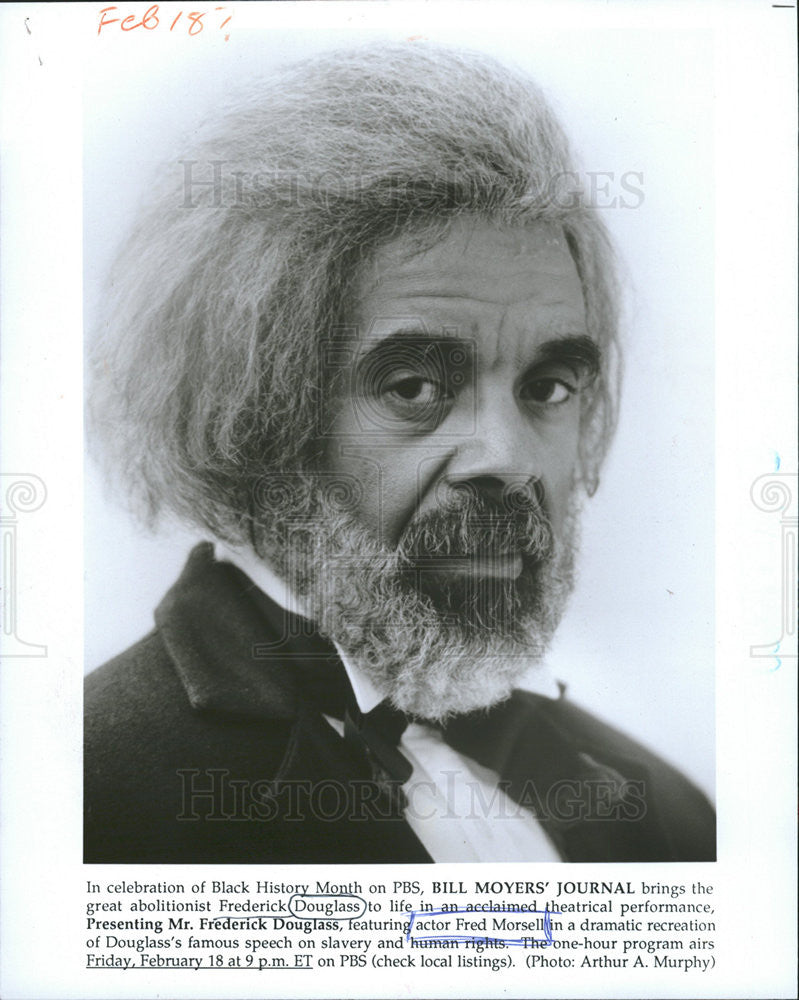 1994 Press Photo Black History Month Fred Morsell as Frederick Douglass - Historic Images