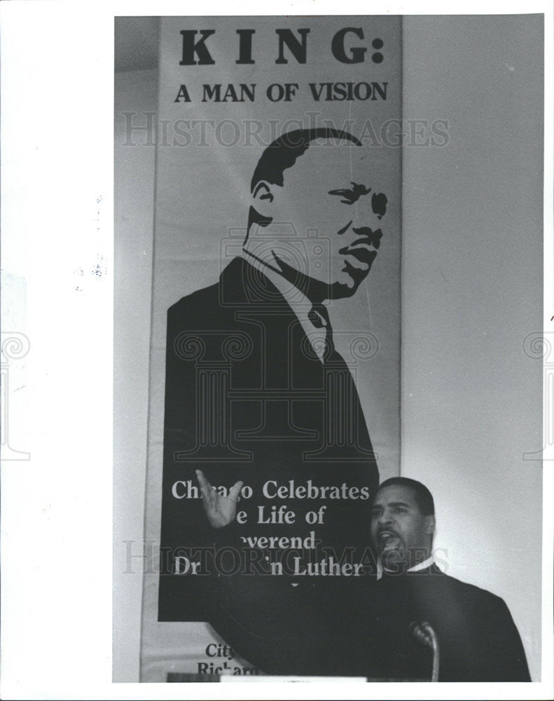 1992 Press Photo Actor Kevin McLvaine portrays Dr. Martin Luther King Jr. - Historic Images