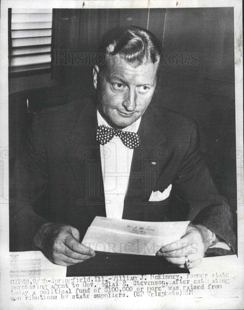 1952 Press Photo Springfield: William J. M Kinney Former State Purchasing Agent - Historic Images