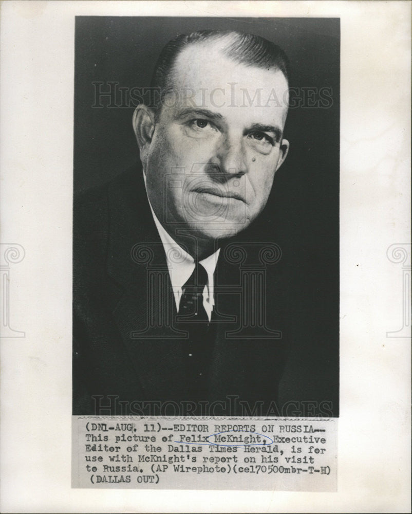 1962 Press Photo Felix McKnight Executive Editor Dallas Times Herald - Historic Images