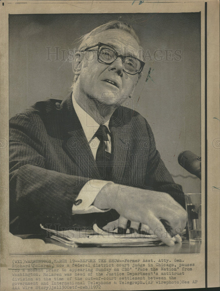 1972 Press Photo Federal District Court Judge Richard McLaren - Historic Images