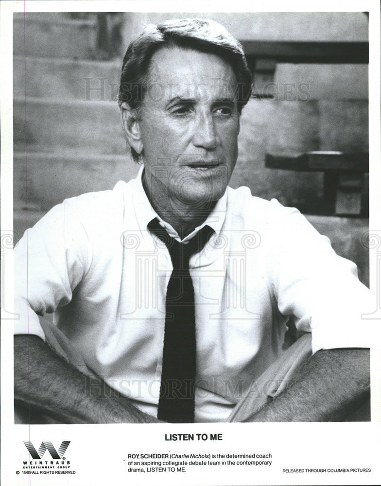 1989 Press Photo Roy Scheider is the Determined Coach of Listen to Me - Historic Images