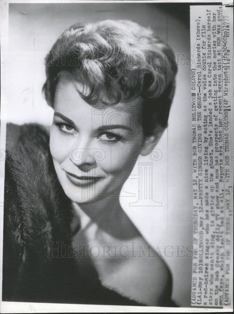 1955 Press Photo Singer And Voice Over Actress Carol Richards on Bob Crosby Show - Historic Images