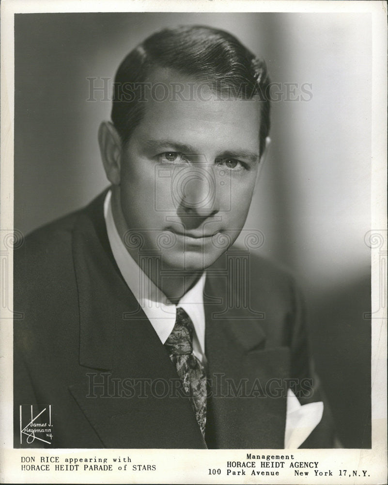 1950 Press Photo Comedian Don Rice Hosts Horace Heidt Parade Of Stars - Historic Images