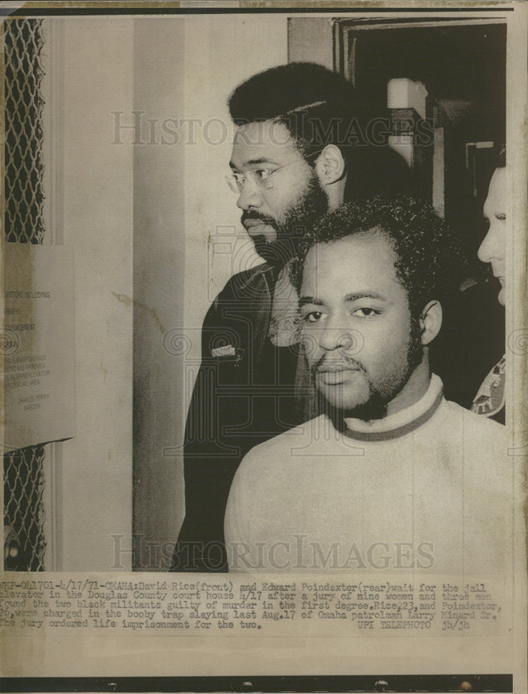 1971 Press Photo David Rice And Edward Poindexter Murder Conviction Of Policeman - Historic Images