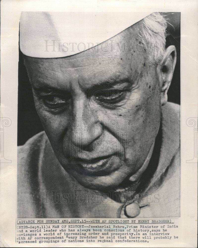 1964 Press Photo Jawaharlal Nehru, Prime Minister of India - Historic Images