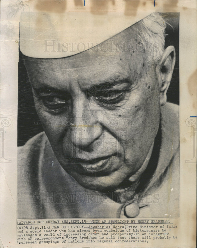1963 Press Photo Jawaharlal Nehru, Prime Minister of India - Historic Images