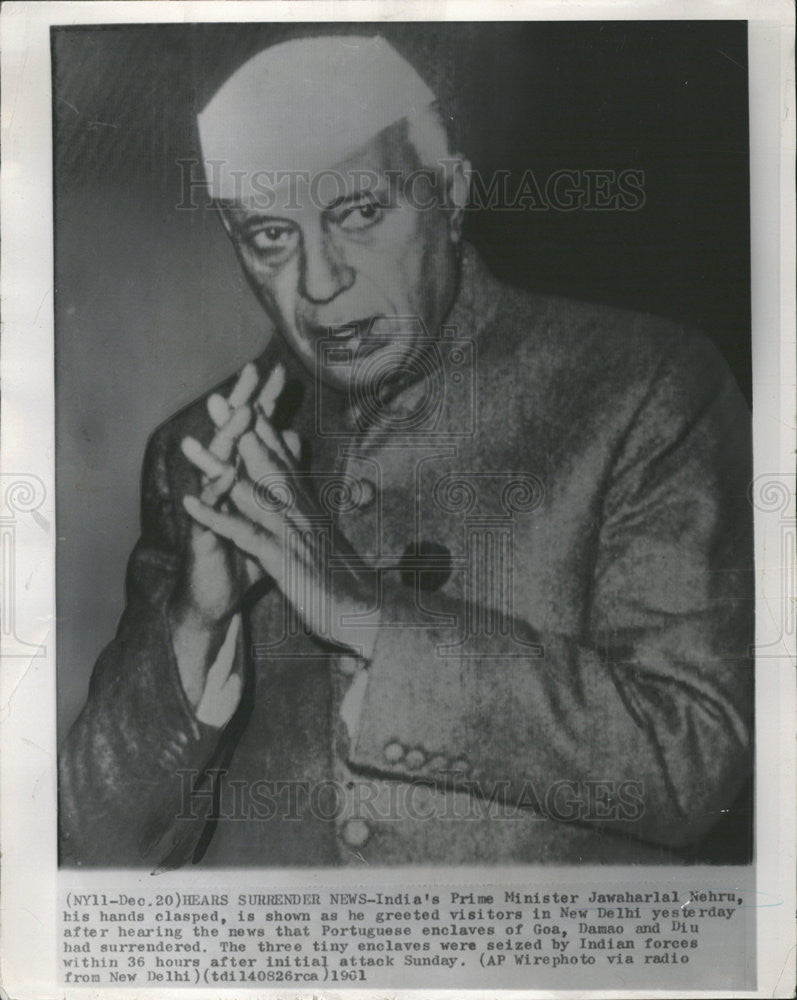 1961 Press Photo Indian Prime Minister Jawaharlal Nehru - Historic Images