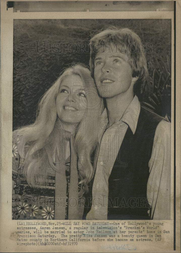 1970 Press Photo Actress Karen Jensen and Actor John Neilson are to get married - Historic Images