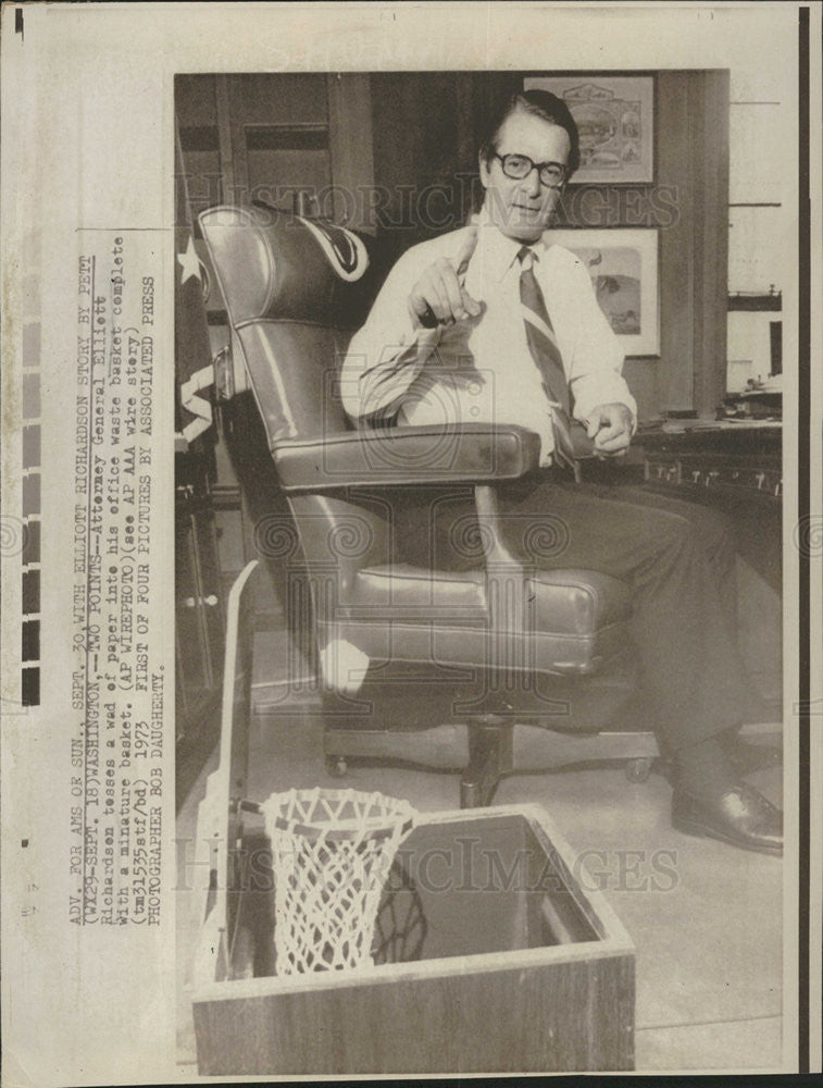 1973 Press Photo Attorney General Elliott Richardson - Historic Images