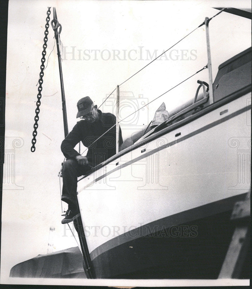 1967 Press Photo Nels Nelson Ketch Savaina Solo Atlantic Crossing Sweden Chicago - Historic Images