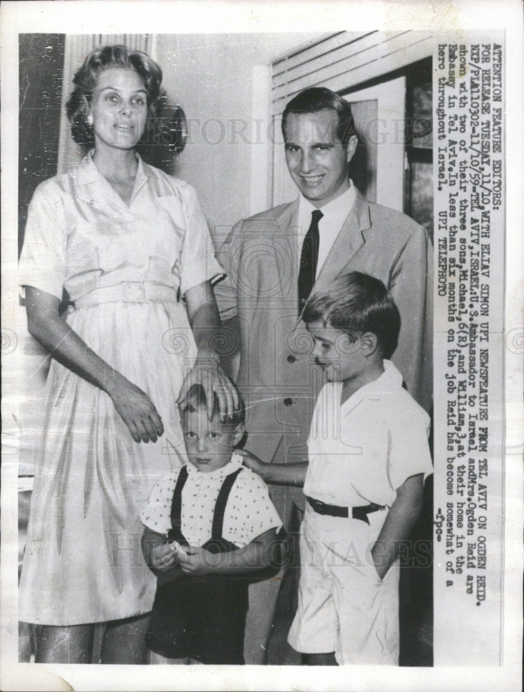 1959 Press Photo Ogden Rogers Reid former US Representative Family Members - Historic Images