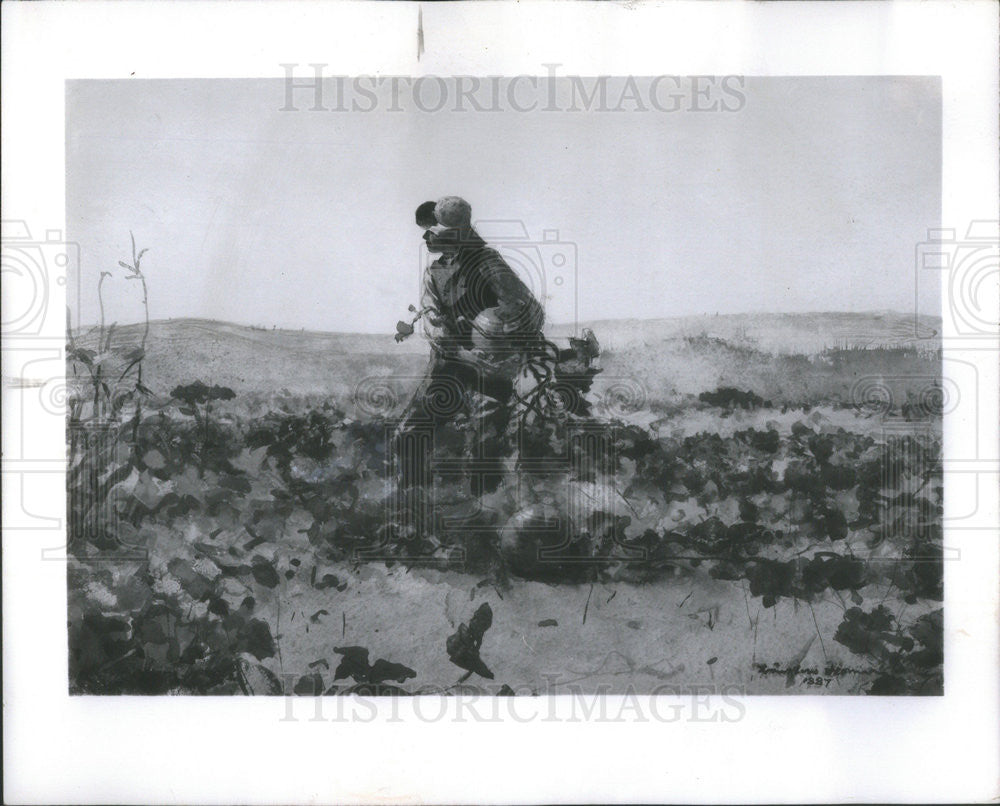 1963 Press Photo Winslow Homer American Landscape Painter Printmaker Man Pumpkin - Historic Images