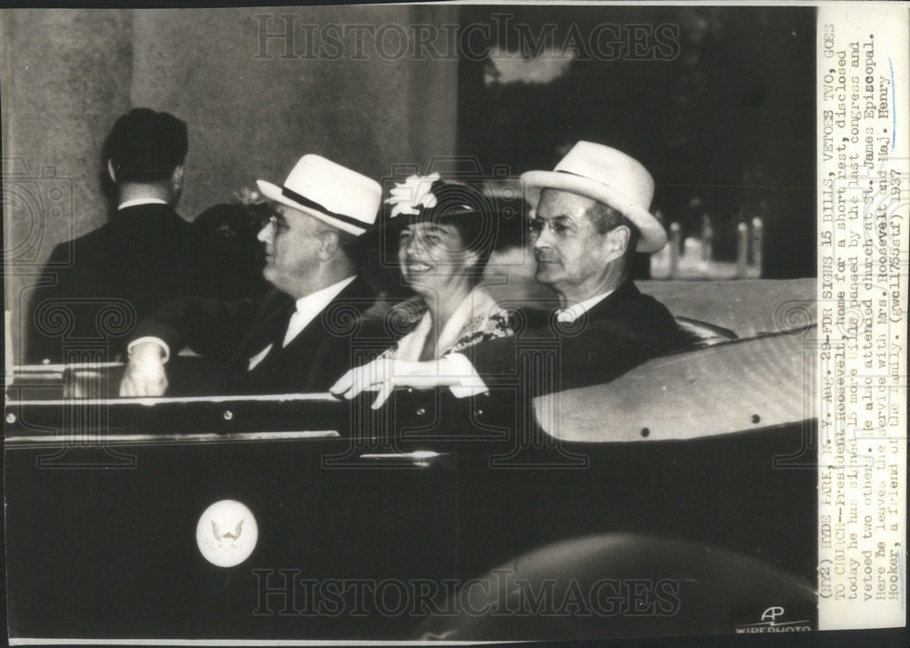 1937 Press Photo Henry Clay Hooker wealthy rancher President Roosevelt Wife - Historic Images