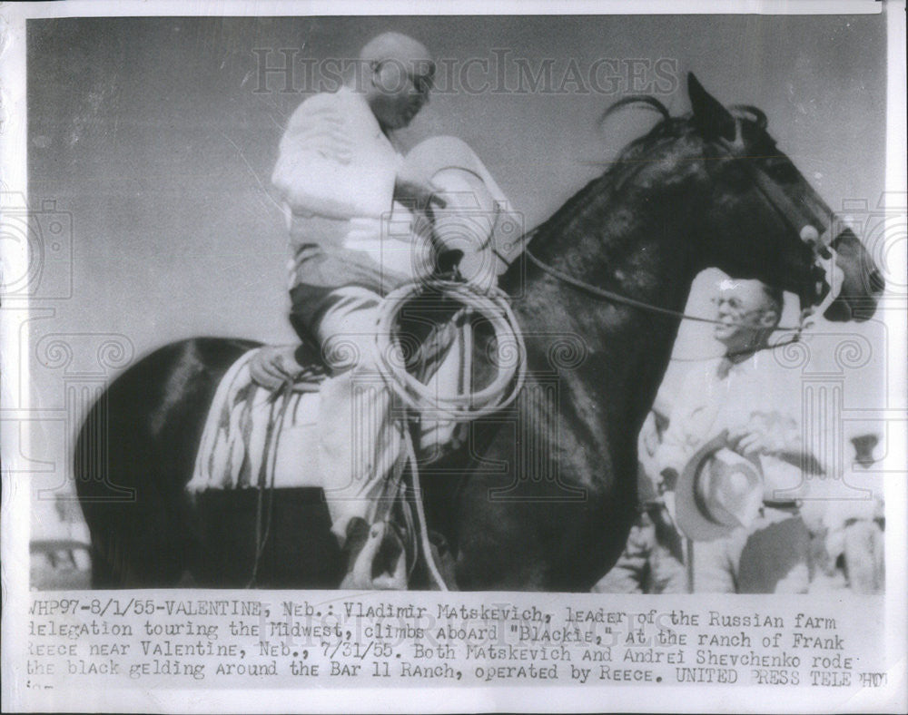 1955 Press Photo Vladimir Matskevitch Russian Farm Frank Reece Ranch Valentine  - Historic Images