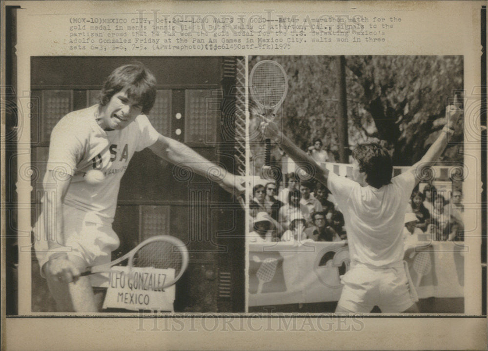 1975 Press Photo BUTCH WALTS TENNIS PLAYER GOLD MEDAL DEFEAT GONZALEZ - Historic Images