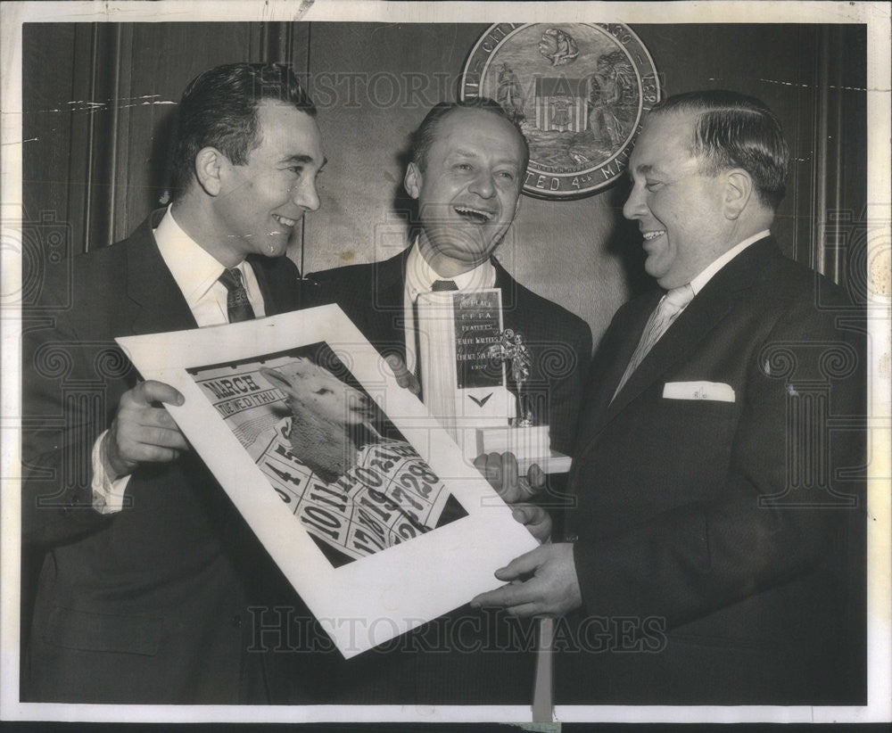 1957 Press Photo Carmen Reporto, Ralph Walters and Mayor Richard Daley - Historic Images