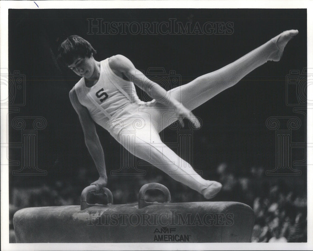 1976 Press Photo Ted Marcy Oak Brook Standford University NCCA Side Horse - Historic Images