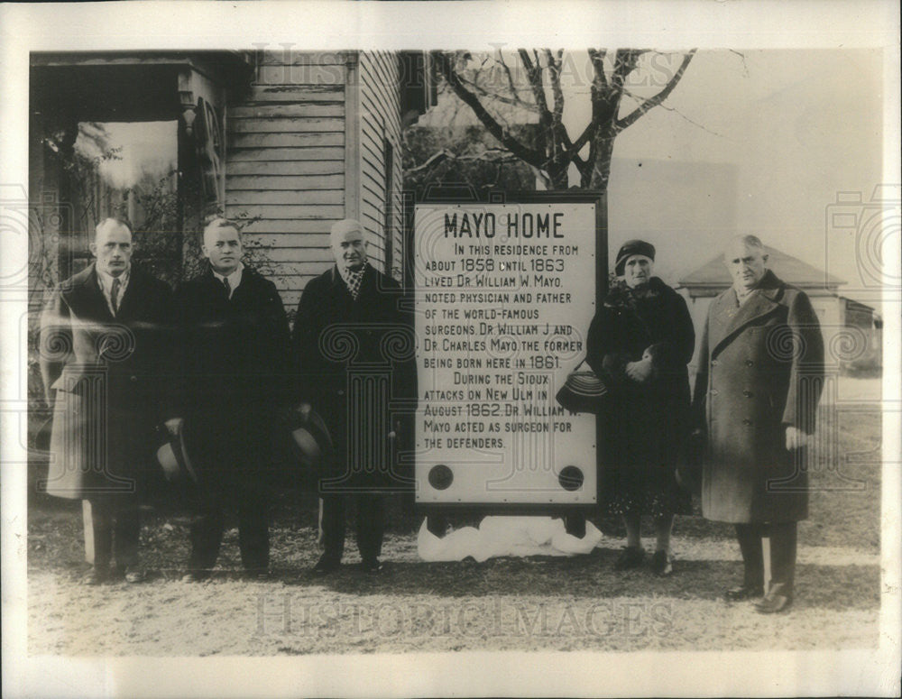 1937 Press Photo Dedicating the home of Dr. William H. Mayo. Drs., J. Mayo, r - Historic Images