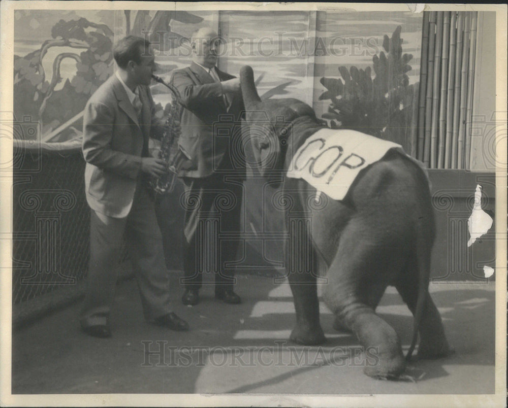 1934 Press Photo John A. Massen Alderman Find Minnie Elephant Mascot Republican - Historic Images