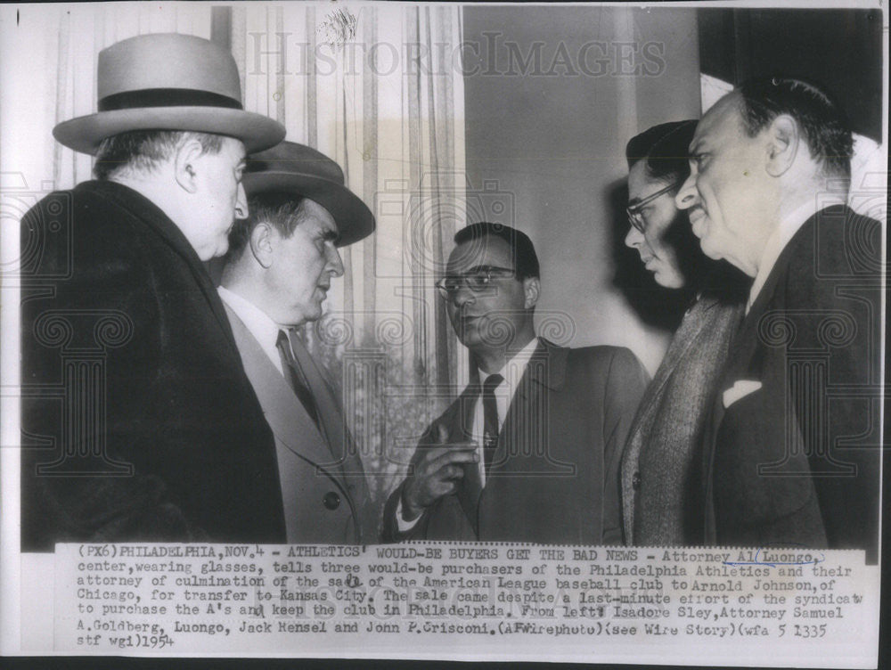 1954 Press Photo Athletics&#39; Would-be Buyers Get the Bad News. - Historic Images